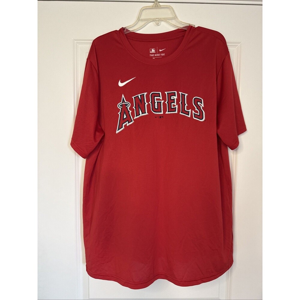 Los Angeles LA Angels Baseball Nike Swoosh Dri-Fit T-Shirt XL Red MLB